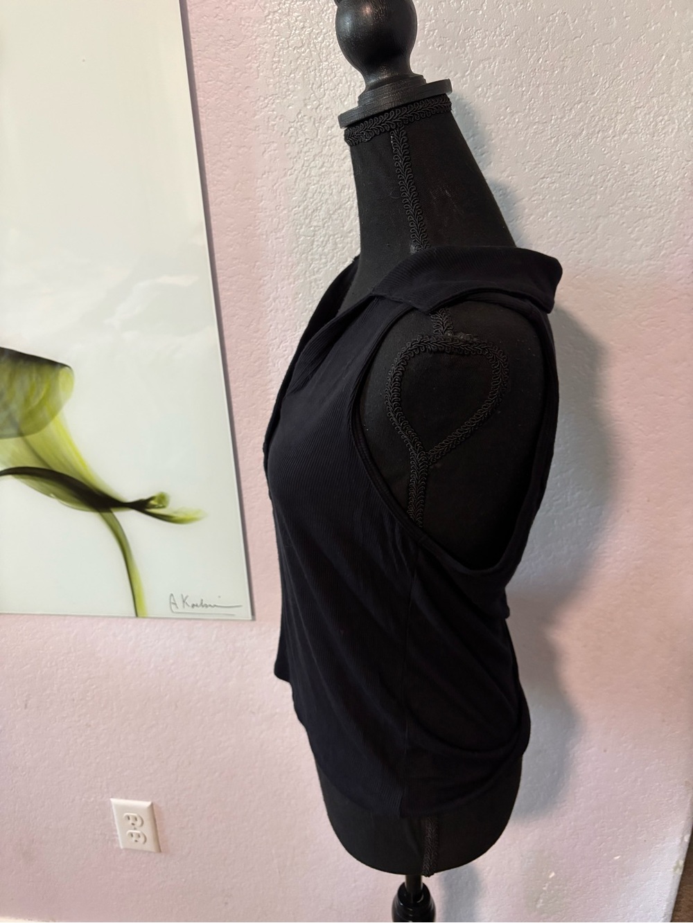 Worthington Black Sleeveless Henley Top - Picture 2 of 5